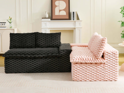 Multifunctional Sofa Pink Black, Fits 4 People