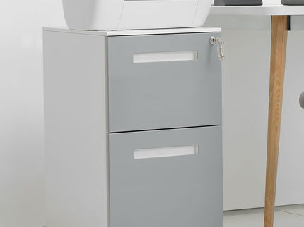 3 Drawer Mobile Locking File Cabinet, Rolling Filing Cabinet For Letter / A4 Size With 5 Wheels - Gray