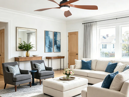 52" Ceiling Fan With 3 Color Dimmable LED Light, DC Reversible Motor, 6 Speed Settings