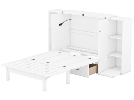 Murphy Bed With Shelves, Drawers And USB Ports