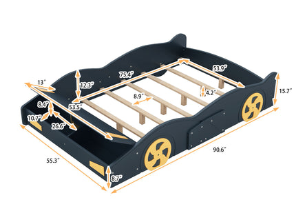 Race Car Shaped Platform Bed With Wheels And Storage