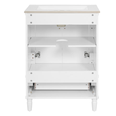Bathroom Vanity With Ornate French Cylinder Legs, Soft Close Drawer