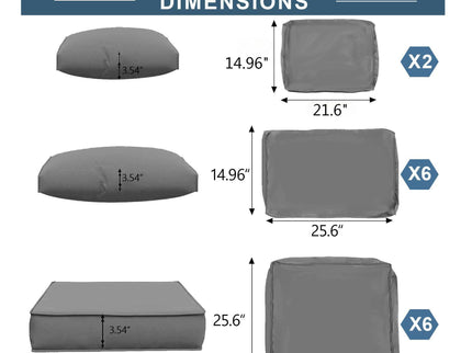 Outdoor Deep Seat Cushions For Patio Furniture Replacement, Cushion Set For Sectionals