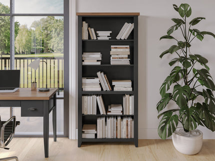 High 5 Shelf Bookcase - Black / Whiskey