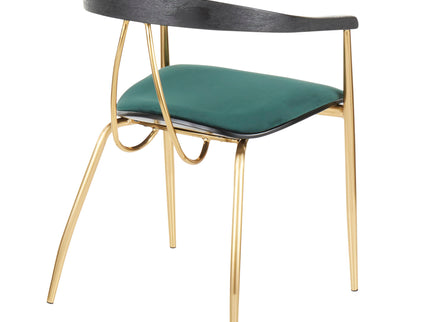 Vanessa - Contemporary Chair (Set of 2) - Gold / Green - Black
