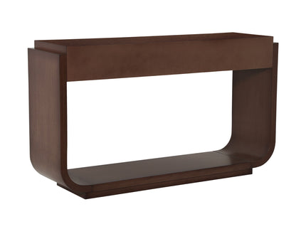 Console Table With 3 Drawers, Display Shelf, Curved Legs - Walnut
