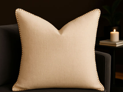 Homey Cozy - Throw Pillow With Decorative Stitching - Ivory