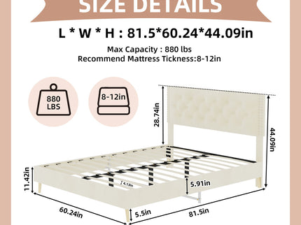 Upholstered Bed With Tufted Headboard