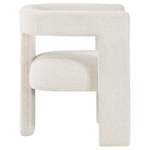 Verda - Upholstered Accent Side Chair In Soft With Rounded Open Back And 3 Leg Base - White
