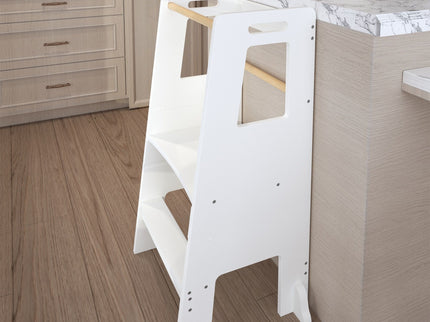 Standing Tower, Child Kitchen Step Stool Toddler, Montessori Stool Adjustable Height - White