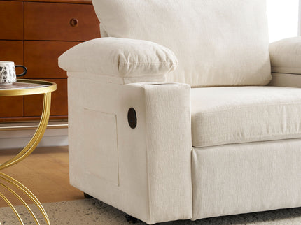 Fabric Sofa Bed With Cupholders And USB Charging Ports Chair For Living Room