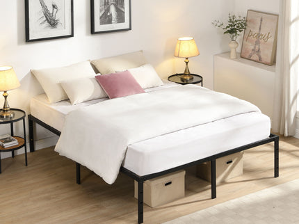 Heavy Duty Queen Size Bed Frame With Quiet Support - Black