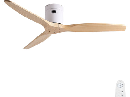 Low Profile Flush Ceiling Fan Without Light - Matte White / White