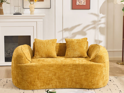Curved 2 Person Compress Sofa With Armrests, Includes Pillows