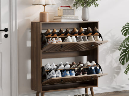 Shoe Cabinet, Storage Unit For Hallways - Walnut