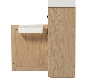 Bathroom Vanity With Reversible Resin Sink, Cabinet & Zinc Alloy Handles - Wood