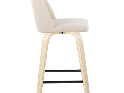Toriano - Contemporary Modern Design Fixed Height Counter Stool With Swivel With Square Footrest (Set of 2)