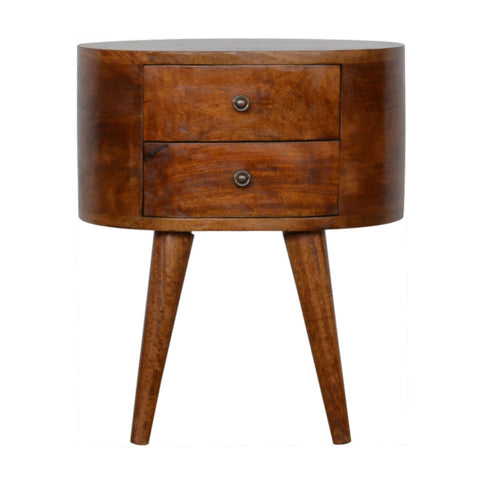 Rounded Bedside Table - Chestnut