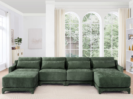 Stylish Sofa With Ottoman And Lumbar Pillows, Ergonomic Design