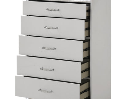 Glam - 5 Drawer Chest With LED Lighting - White