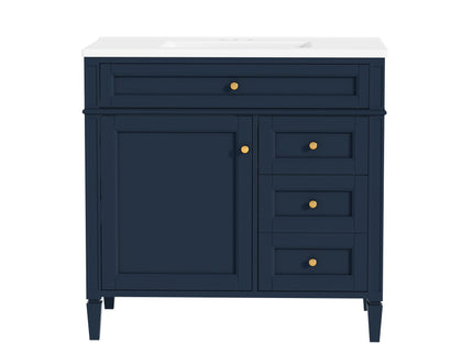 Bathroom Vanity With Top Sink, 2 Drawers, Tip Out Drawer