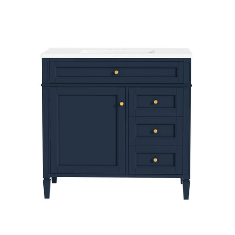 Bathroom Vanity With Top Sink, 2 Drawers, Tip Out Drawer