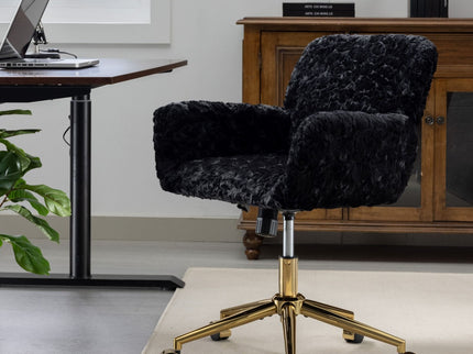 Office Chair, Artificial Rabbit Hair Home Office Chair With Metal Base, Adjustable Desk Chair Swivel Office Chair, Vanity Chair