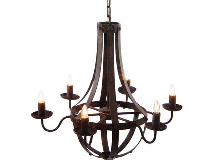 6 Light Metal Chandelier, Hanging Light Fixture With Adjustable Chain For Kitchen, Bulb Not Included - Black