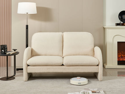 Loveseat Sofa Small Couch For Living Room, Sherpa Fabric Upholstered Loveseat Sofa Couch, Small Loveseat Sofa For Apartment, Bedroom