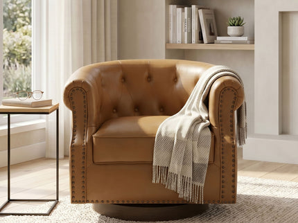 360° Swivel Accent Chair With Curved Back