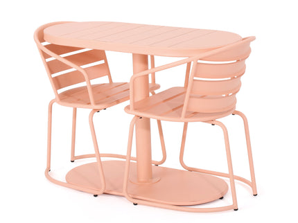 3 Piece Elegant Outdoor Bistro Set With 2 Chairs And Oval Table