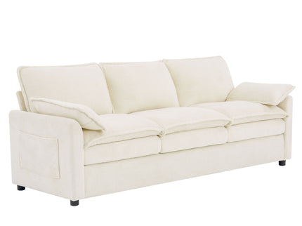 Modern 3 Seater Sofa With Side Storage Pockets For Living Room