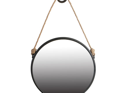 Handsome Cleveland Mirror With Rope Strap Contemporary Design Circle Mirror With Round Metal Frame For Wall Decor
