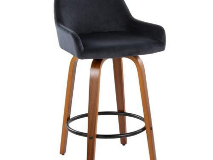 Daniella - Contemporary Fixed Height Counter Stool With Swivel With Round Footrest (Set of 2)
