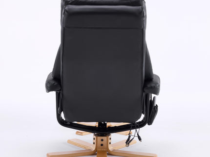 Massage Recliner With Ottoman, 360° Swivel, Heat & Vibration - Black Pu