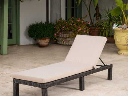 Puerta - Chaise Lounge Frame Cushion Outdoor Wicker Iron - Beige / Dark Brown