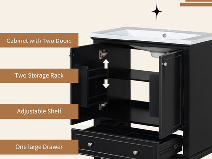 Modern Bathroom Vanity With Sink Combo, Multi Functional Cabinet With Doors And Drawer