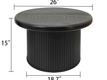 Fluted Cylinder Side Tables, Round End Tables For Living Room (Set of 2) - Black