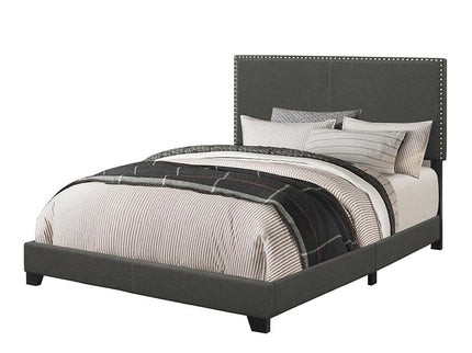 Upholstered Full Bed With Nailhead Trim - Charcoal