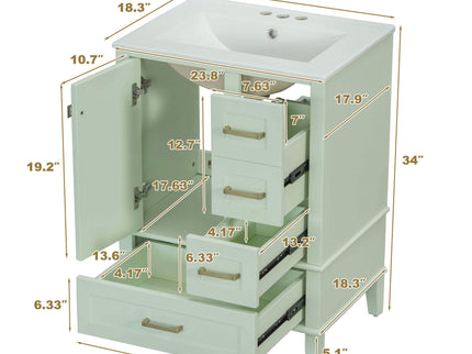 Bathroom Vanity, Modern Bathroom Cabinet With Sink Combo Set, Bathroom Storage Cabinet With A Soft Closing Door And 3 Drawers, Solid Wood Frame