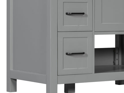 Bathroom Vanity With Sink Top, Bathroom Vanity Cabinet With 2 Doors And 2 Drawers, Open Shelf