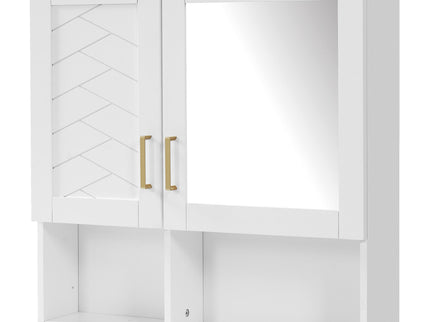 2 In 1 Wall-Mounted Mirror Cabinet With Adjustable Shelves, Soft-Close Doors, High-Definition Mirror & Storage