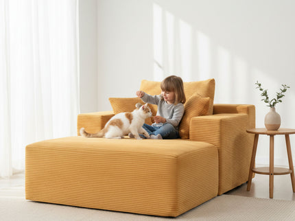 Convertible Chaise Lounge Chair With Wide Armrest & Throw Pillows