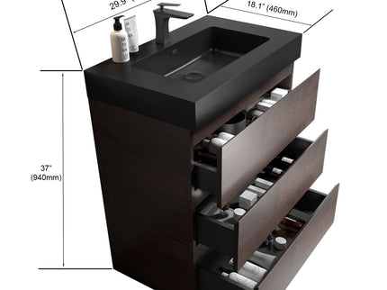 Alice - Bathroom Vanity With Large Storage Freestanding Bathroom Vanity, Sink For Modern Bathroom, One-Piece Sink Basin Without Drain And Faucet
