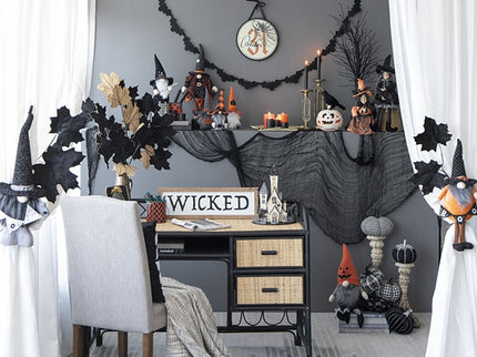 Standing Gnome With Gnome & Holding Banner, For Halloween Decor