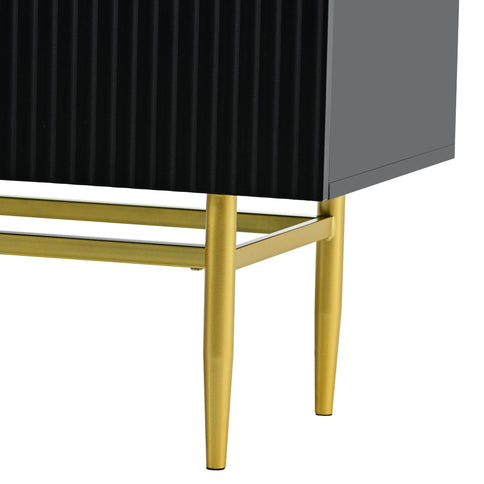 Modern Elegant 4 Door Sideboard Metal Handle Buffet Cabinet For Dining Room, Living Room, Bedroom, Hallway