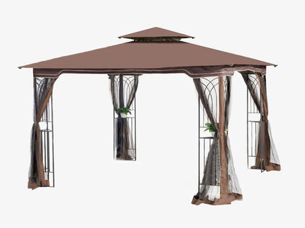 Patio Gazebo Tent With Ventilated Double Roof And Mosquito Net