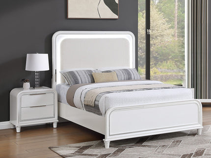 Bed With LED Lights Panel Headboard And Footboard Frame