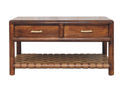 Regency - Woven Console Table With 2 Drawers - Brown