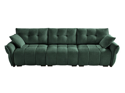 Elegant 3 Seater Sofa Set & Pillows Frame, High Rebound Cushions - Textured Green